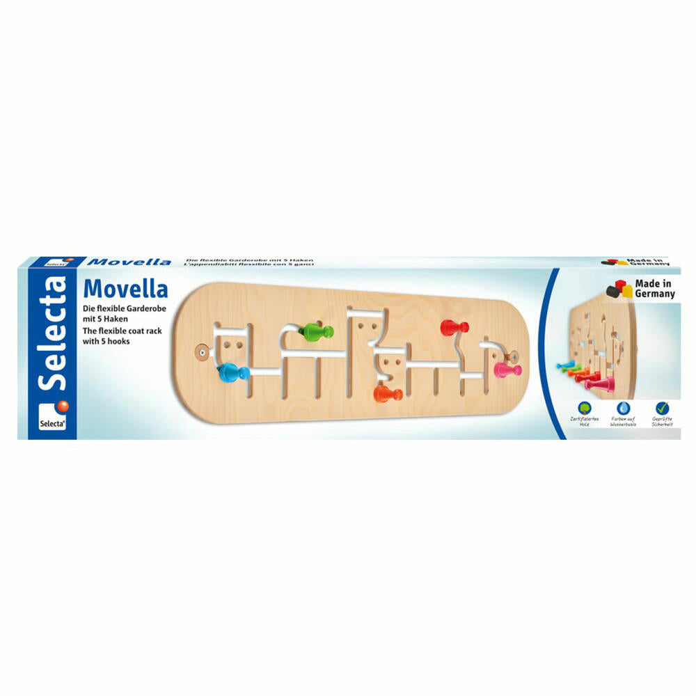 Selecta Toys Movella Wardrobe, Wall Decoration, Children's Room Decoration, Wooden Toy, Wood, 74 x 20.5 cm, 60007