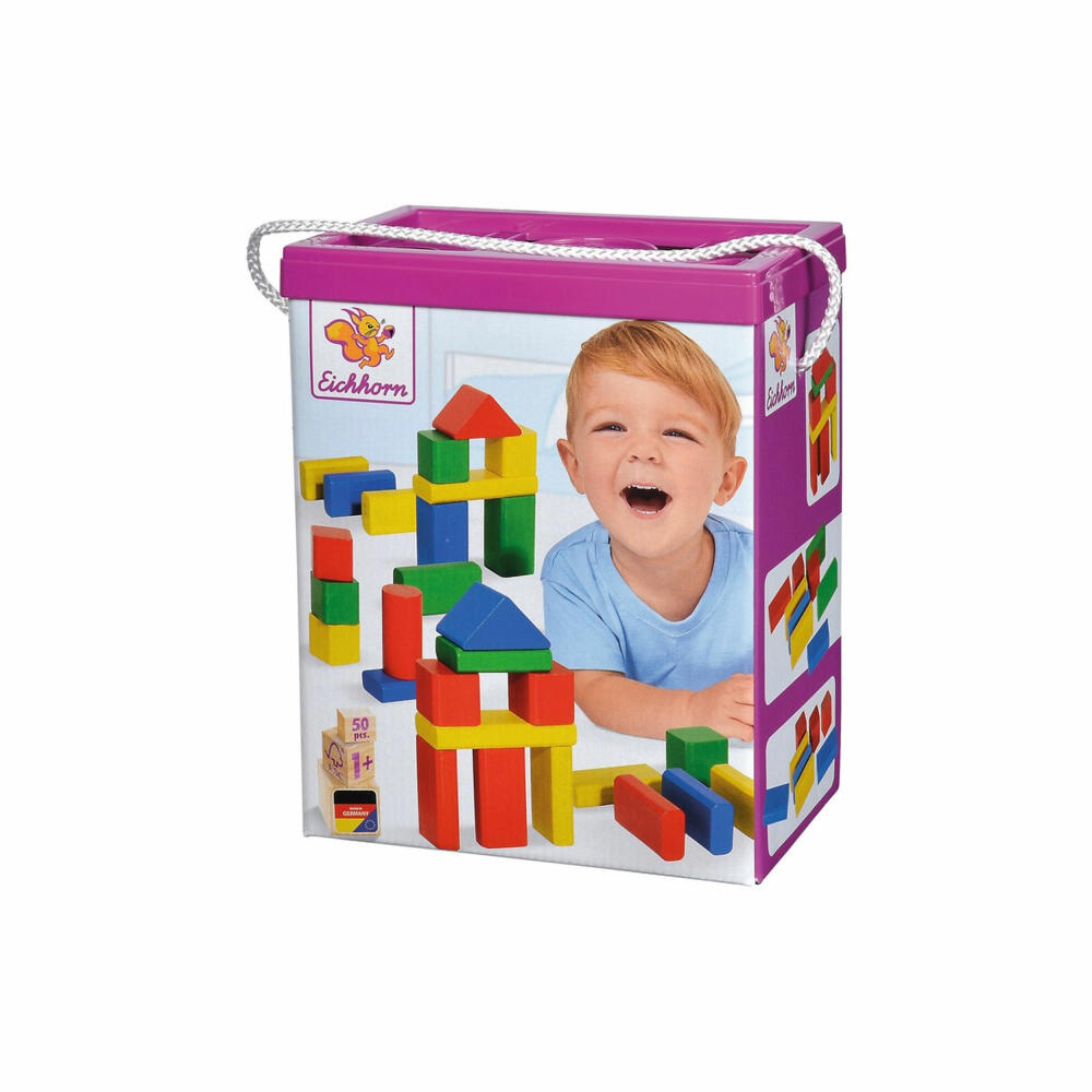 Eichhorn Colorful Wooden Building Blocks, 50 pcs., Building Blocks, Construction Toys, Wooden Toys, Wooden Toys, 100050161