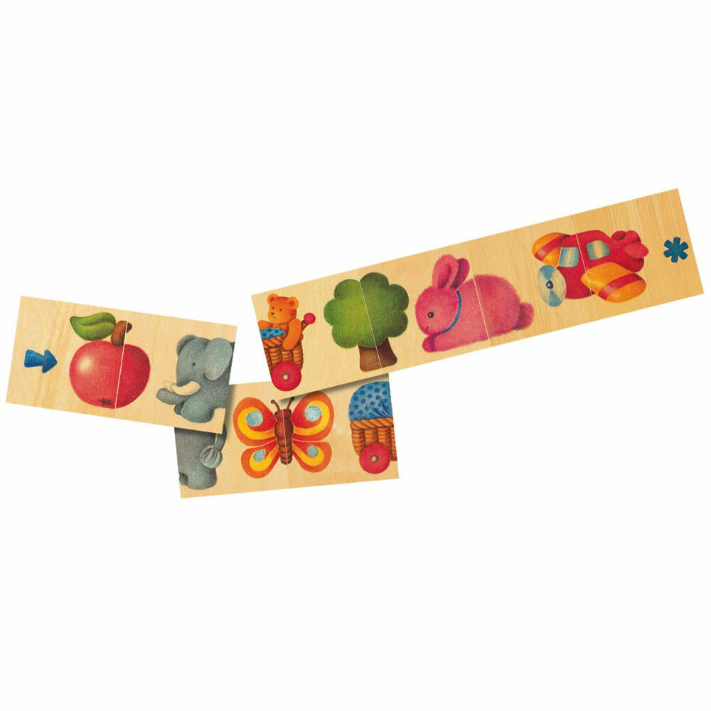 Selecta toy picture chain game, 8 pcs., picture chain, toddler game, toddler toy, wood, 10 cm, 62006