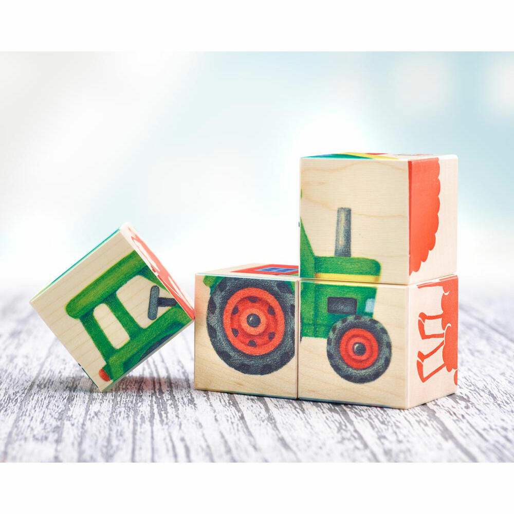 Selecta Spielzeug Bilderwürfel Farm, 4-tlg., Bilder Würfel, Kleinkindspiel, Kleinkindspielzeug, Holz, 9 cm, 62052