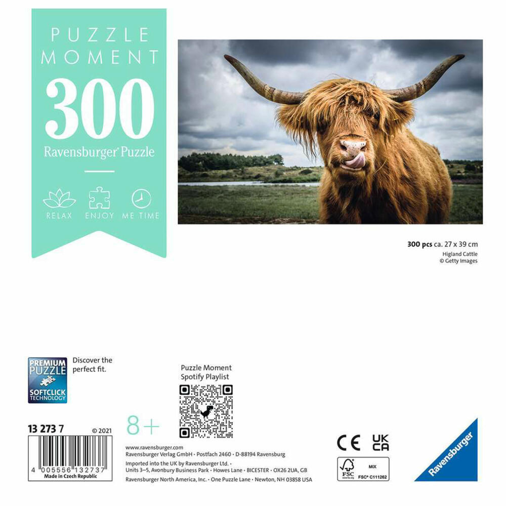Ravensburger Puzzle Moment Highland Cattle, Erwachsenenpuzzle, Kurzpuzzle, 300 Teile, 13273