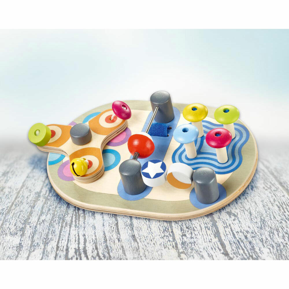 Selecta Spielzeug Spintivity Motorikbrett, Motorik, Kleinkindspiel, Kleinkindspielzeug, Holz, 21 cm, 62064