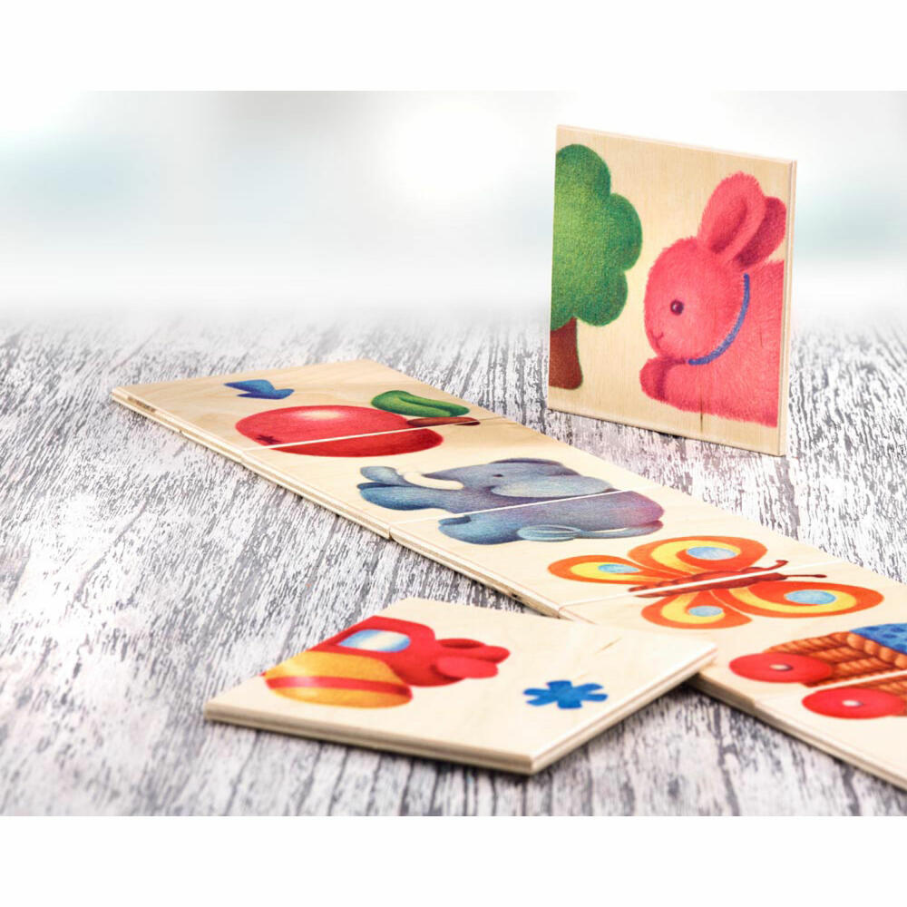 Selecta toy picture chain game, 8 pcs., picture chain, toddler game, toddler toy, wood, 10 cm, 62006