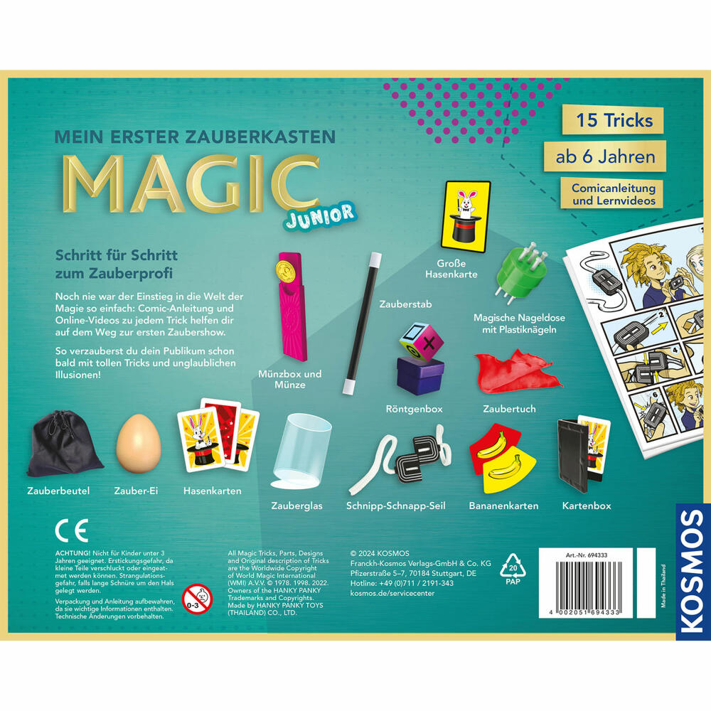 KOSMOS Mein erster Zauberkasten Magic Junior, Zaubertricks, Zaubern, ab 6 Jahren, 694333