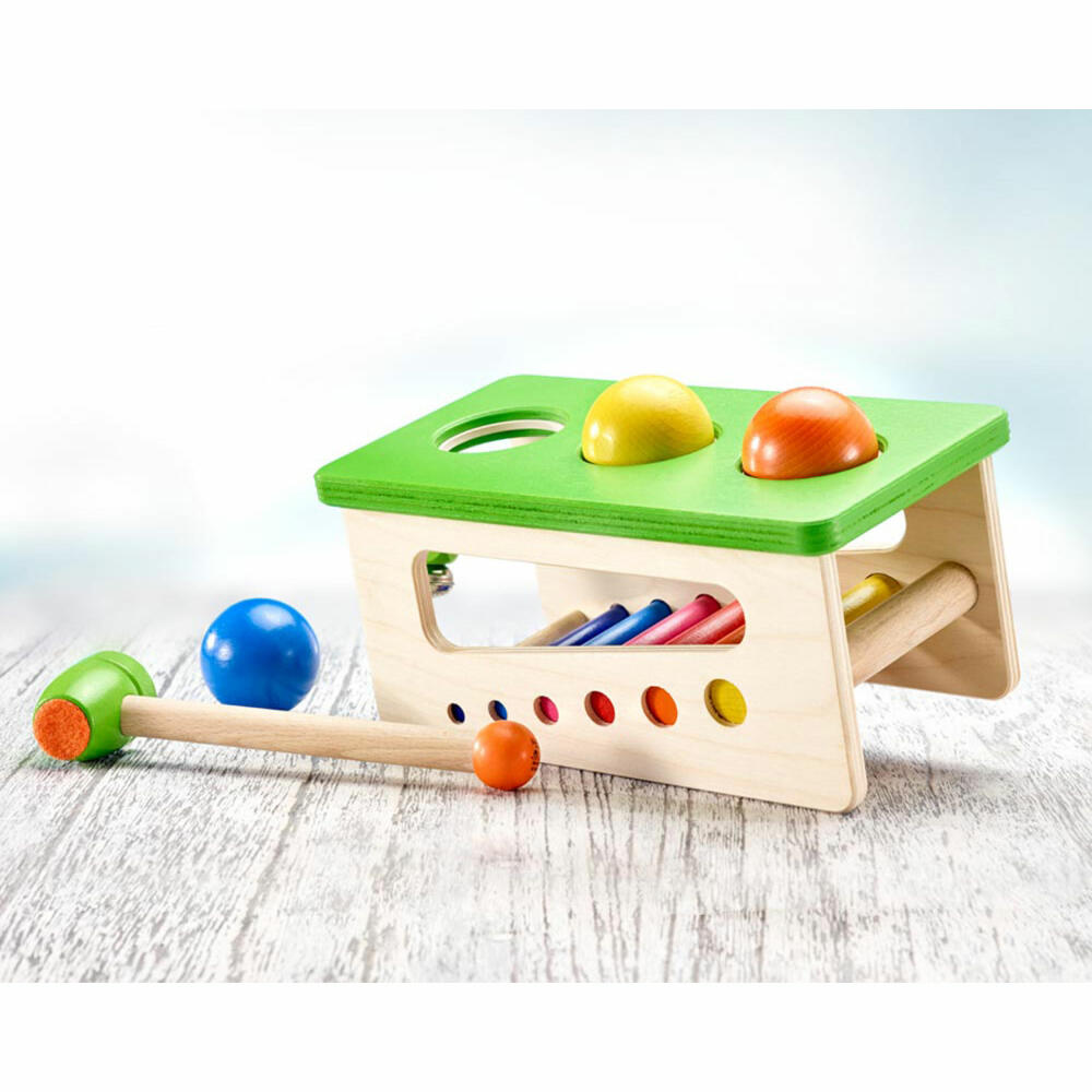 Selecta Spielzeug Battino Knocking Bench, Motor Skills, Toddler Game, Toddler Toy, Wood, 22 cm, 62017