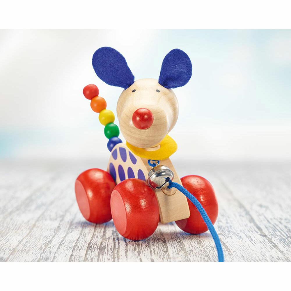 Selecta Toy Nico Pull-Along Dog, Push Toy, Toddler Game, Toddler Toy, Wood, 12 cm, 62026