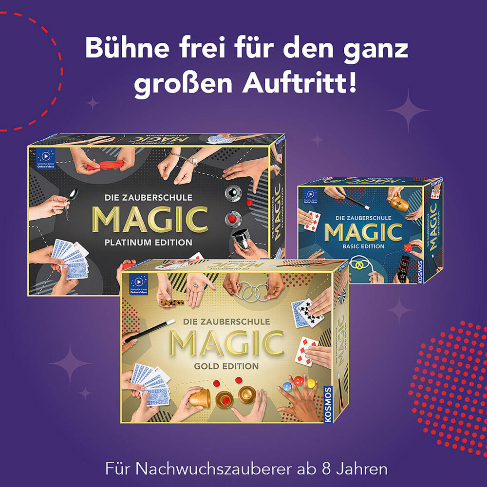 KOSMOS Magic The Magic School Magic Gold Edition, magic tricks, ages 8 and up, 698232