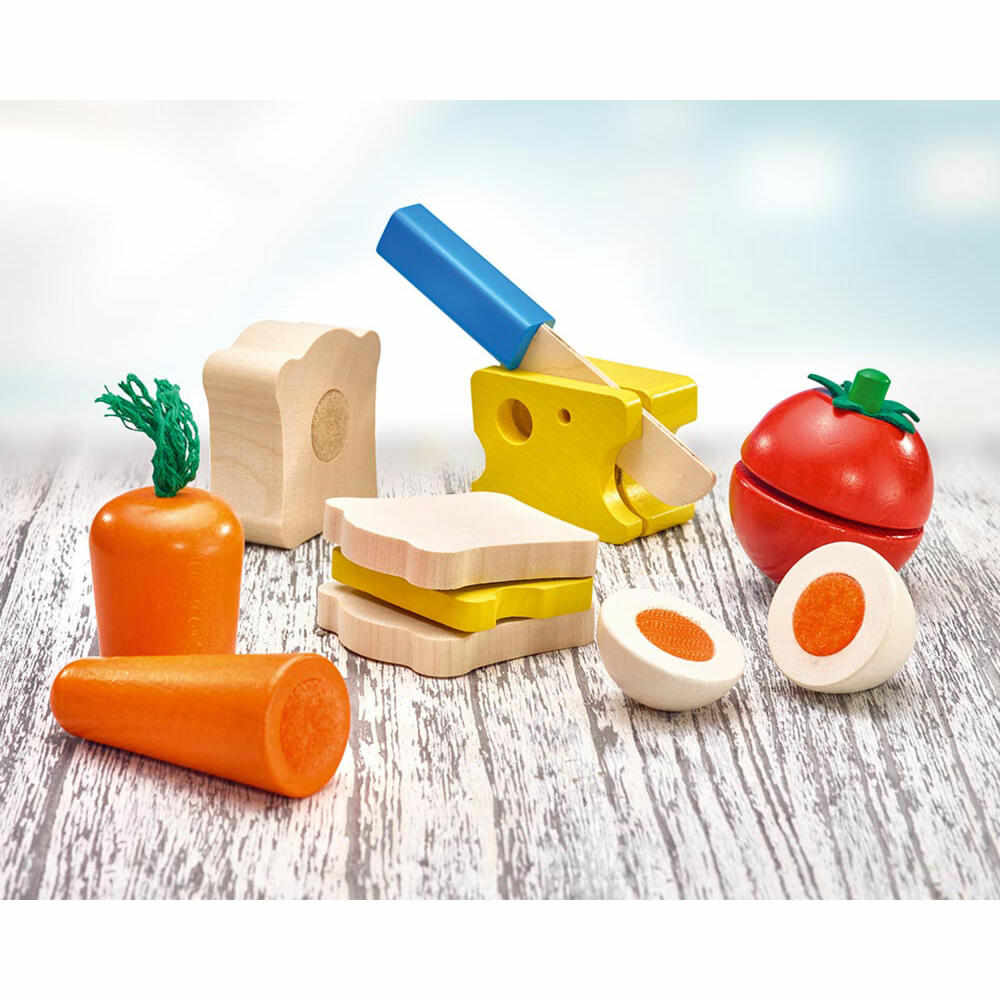 Selecta toy picnic, 14 pcs., motor skills, toddler game, toddler toy, wood, 14 cm, 62020