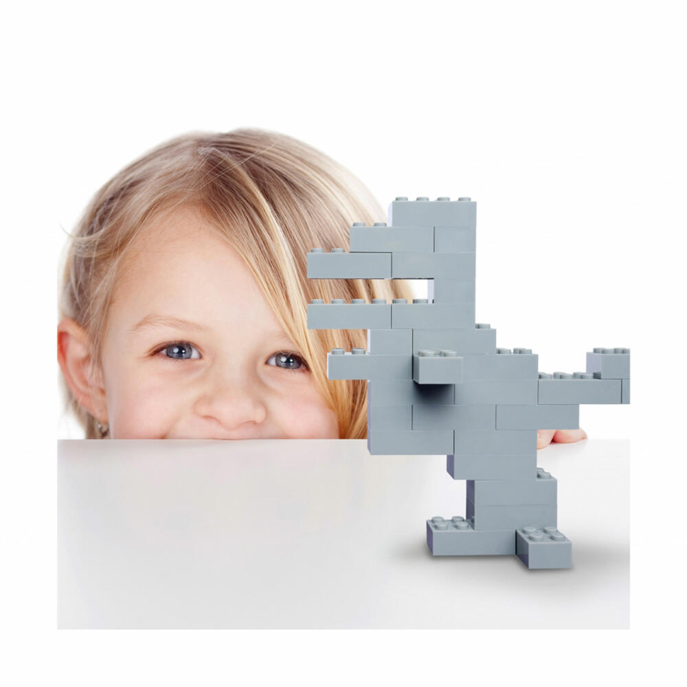 Simba Blox 100 Grey 8-Piece Bricks in a Tin, Building Blocks, Interlocking Bricks, Toys, Compatible with Well-Known Building Bricks, 100 Pieces, 104114544