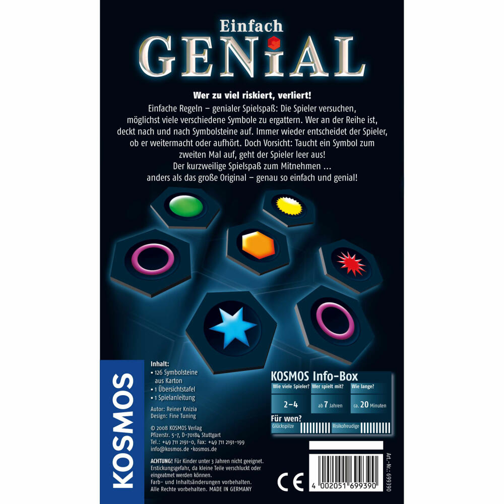 KOSMOS Simply Brilliant - Bring Along Game, Symbol Stones, Game, Ages 7 and Up, 699390