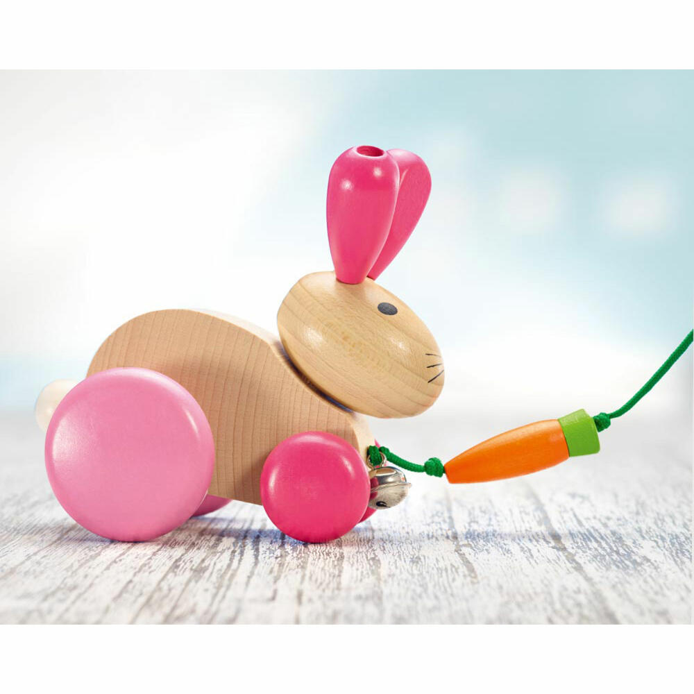 Selecta Spielzeug Hanna Hoppel pull-along rabbit, push toy, toddler game, toddler toy, wood, 13 cm, 62023