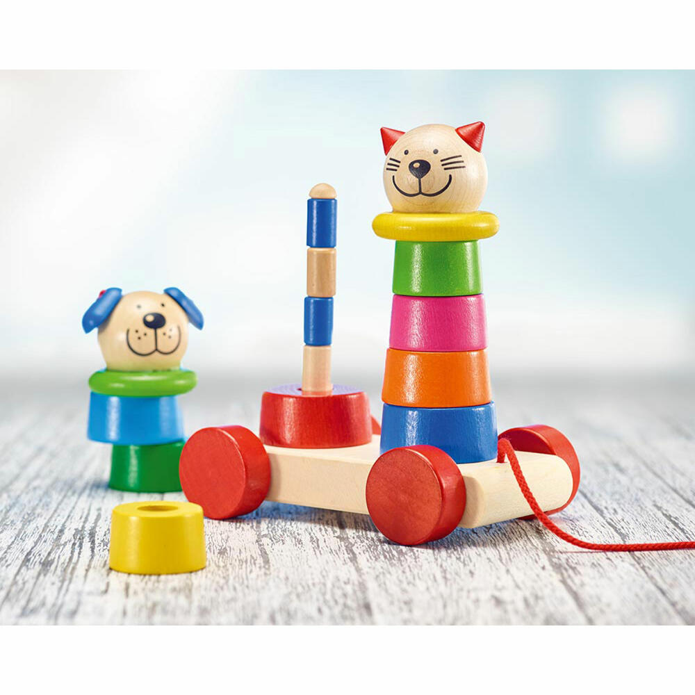 Selecta Spielzeug Filino pull-along + stack, push toy, toddler game, toddler toy, wood, 15 cm, 62018
