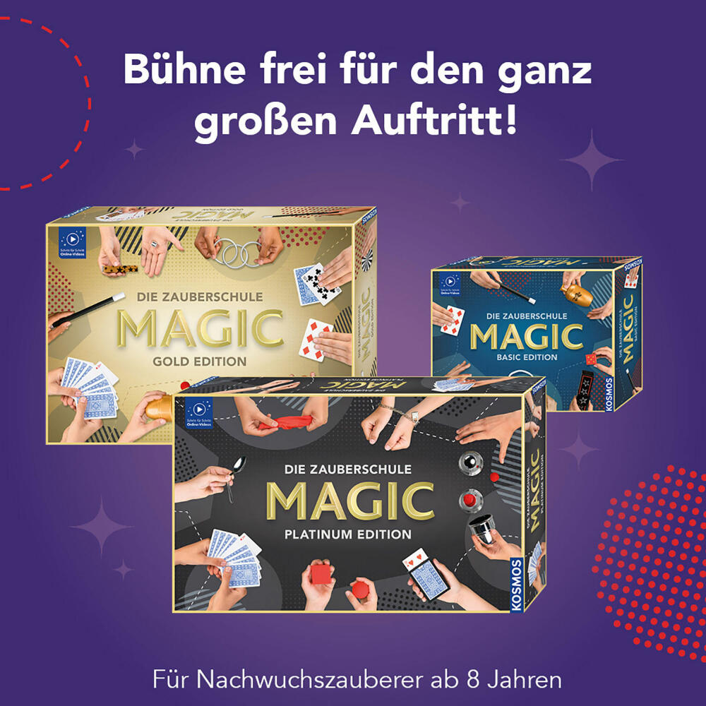 KOSMOS Die Zauberschule Magic - Platinum Edition, Zauberkasten, Zaubern, Entdecken, Lernen, ab 8 Jahren, 697082