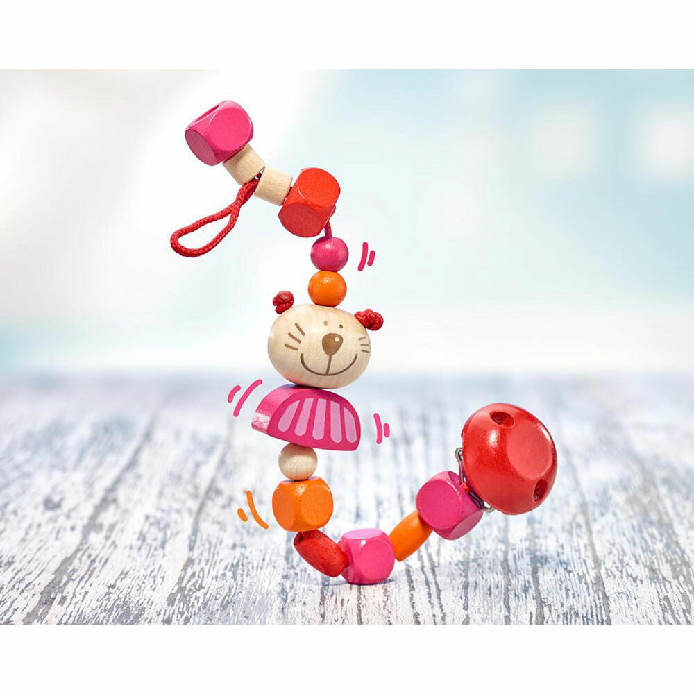 Selecta Spielzeug Kitti Katze Schnullerkette, Schnuller Kette, Babyspiel, Babyspielzeug, Holz, 21 cm, 61055