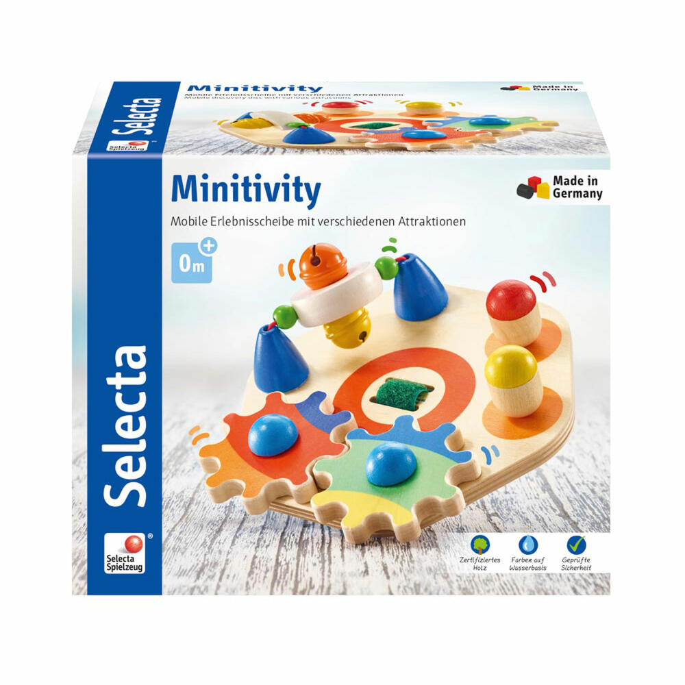 Selecta Spielzeug Minitivity Motor Skills Toy, Motor Skills, Toddler Game, Toddler Toy, Wood, 14 cm, 62036