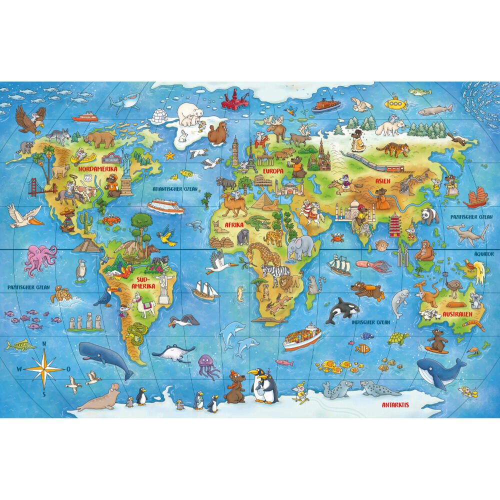 Schmidt Spiele Mauseschlau & Bärenstark Reise um die Welt, mit Add-On, Kinderpuzzle, Kinder Puzzle, Kinderpuzzles, 100 Teile, 56412
