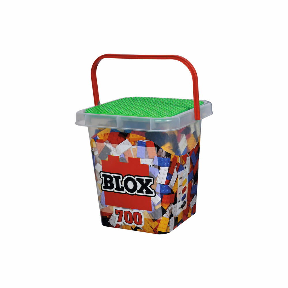 Simba Blox Bucket 700, 8-piece colored bricks in a can, building blocks, children's toys, 700 pieces, 104114200