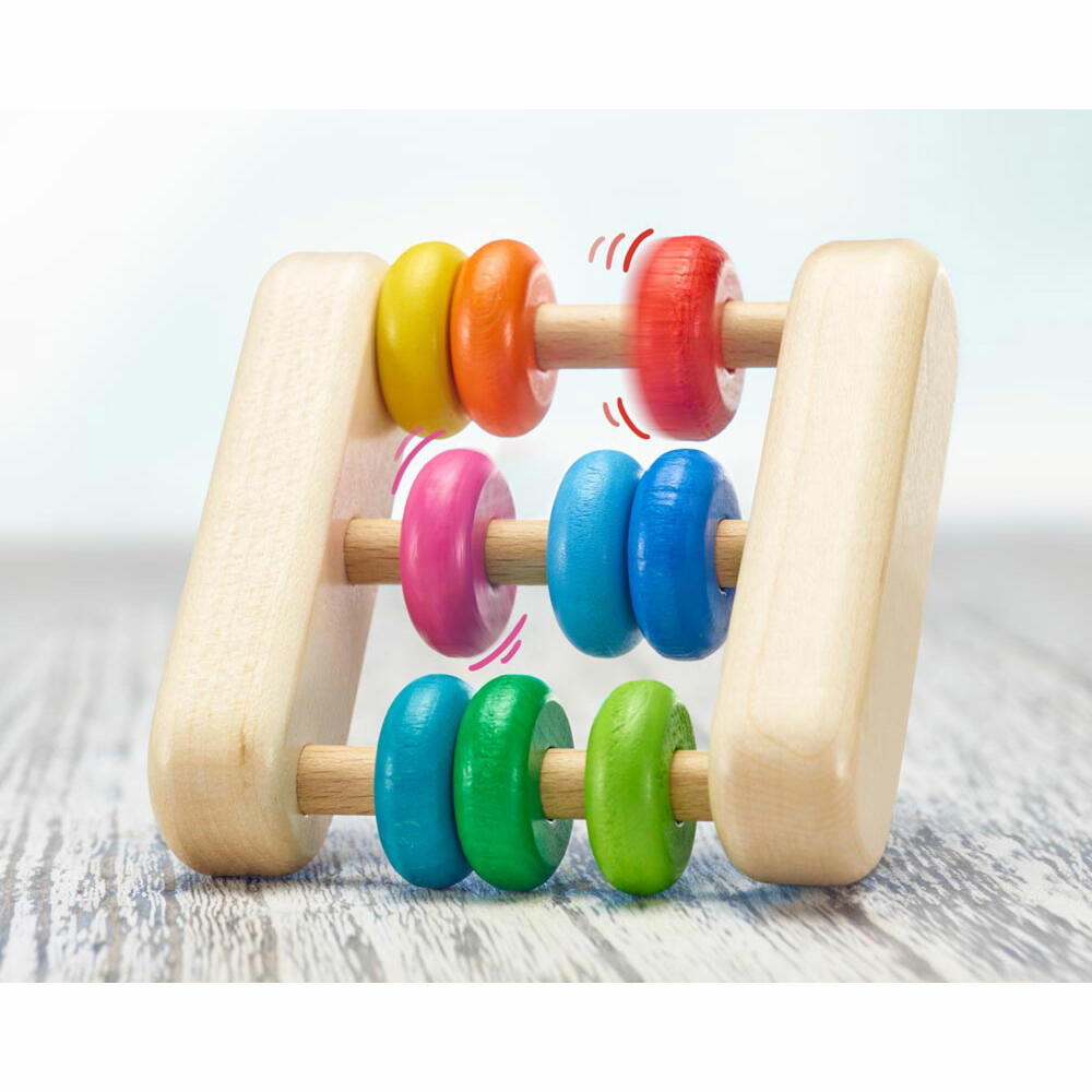 Selecta Toy Abacus, Rattle, Baby Game, Baby Toy, Baby Game, Wood, 8 cm, 61033