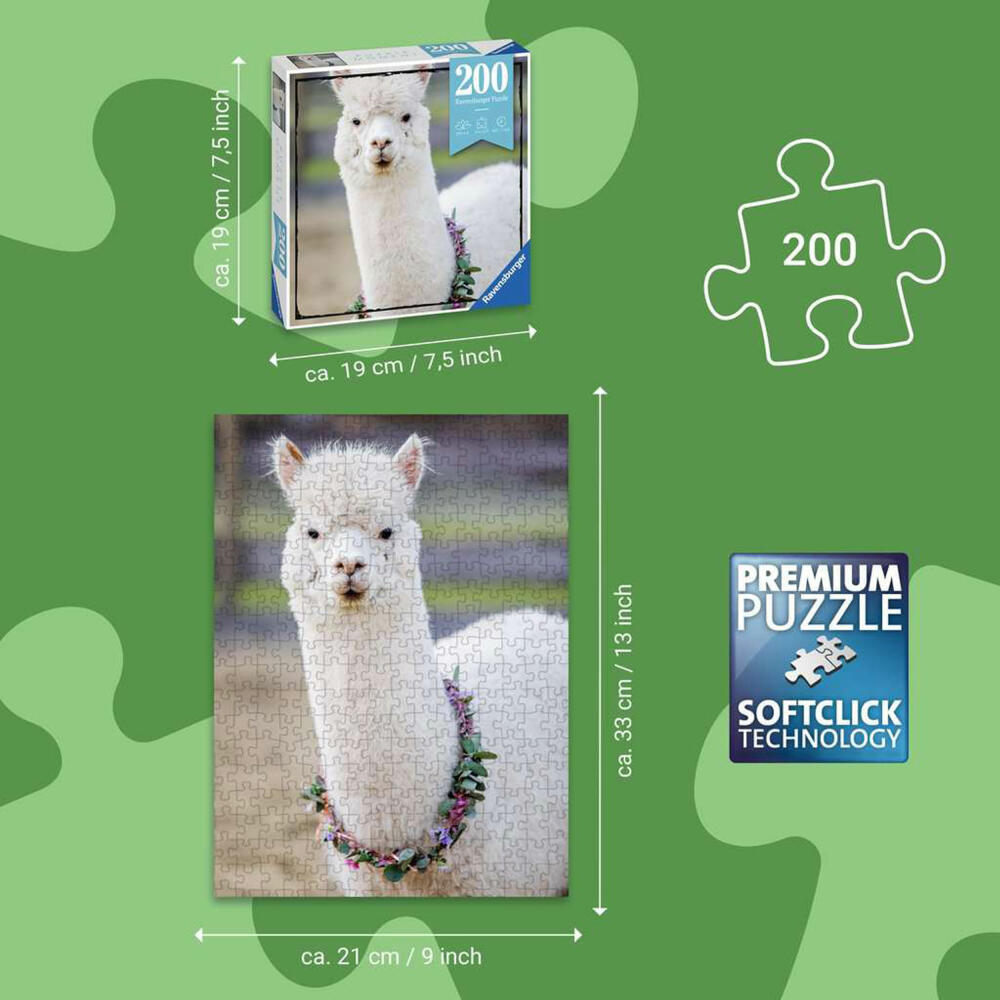 Ravensburger Puzzle Moment Alpaka, Erwachsenenpuzzle, Kurzpuzzle, 200 Teile, 13270