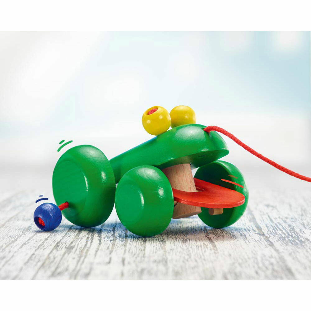 Selecta Spielzeug Ranolo pull-along frog, push toy, toddler game, toddler toy, wood, 11 cm, 62033