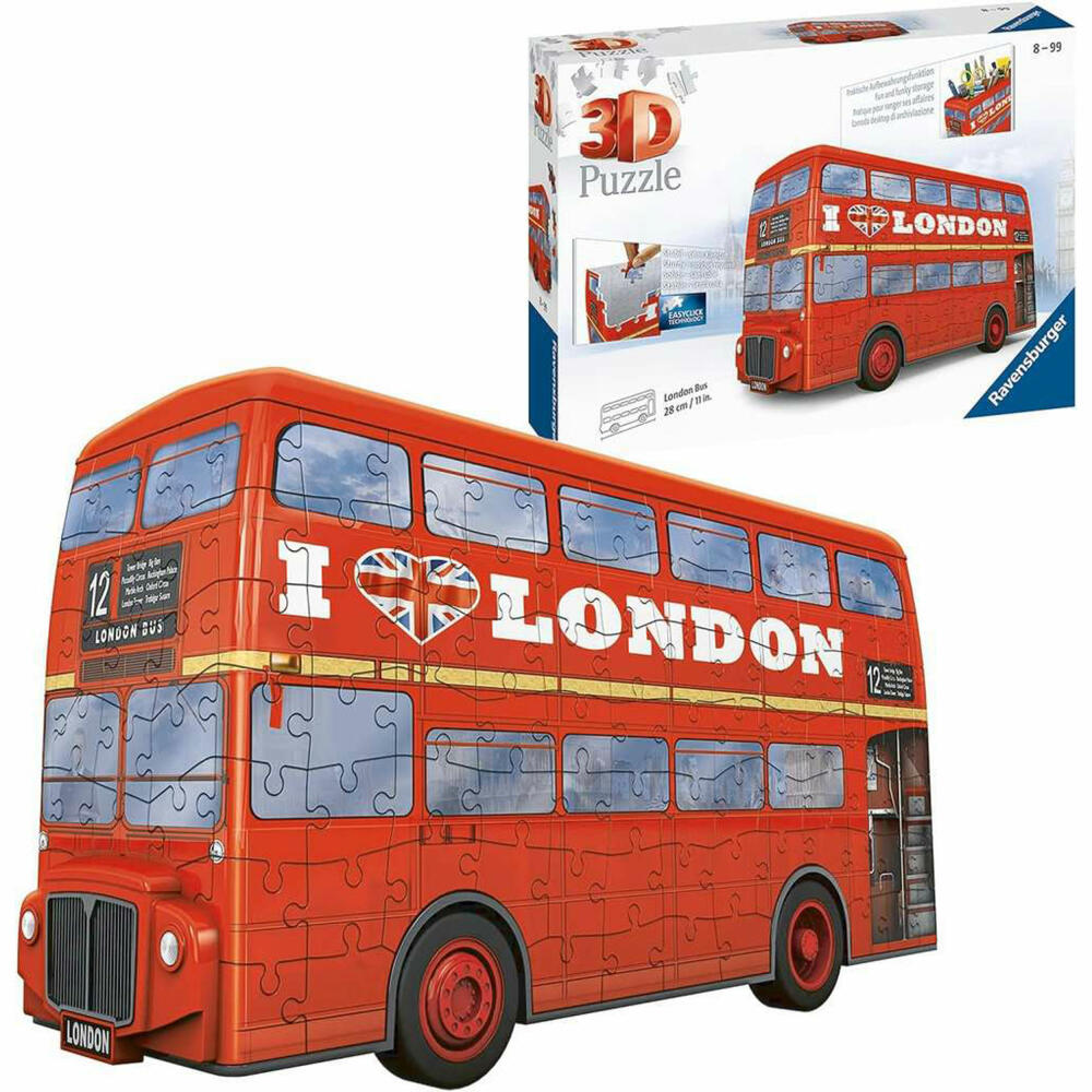 Ravensburger 3D Puzzle London Bus, three-dimensional puzzle, 216 pieces, 12534
