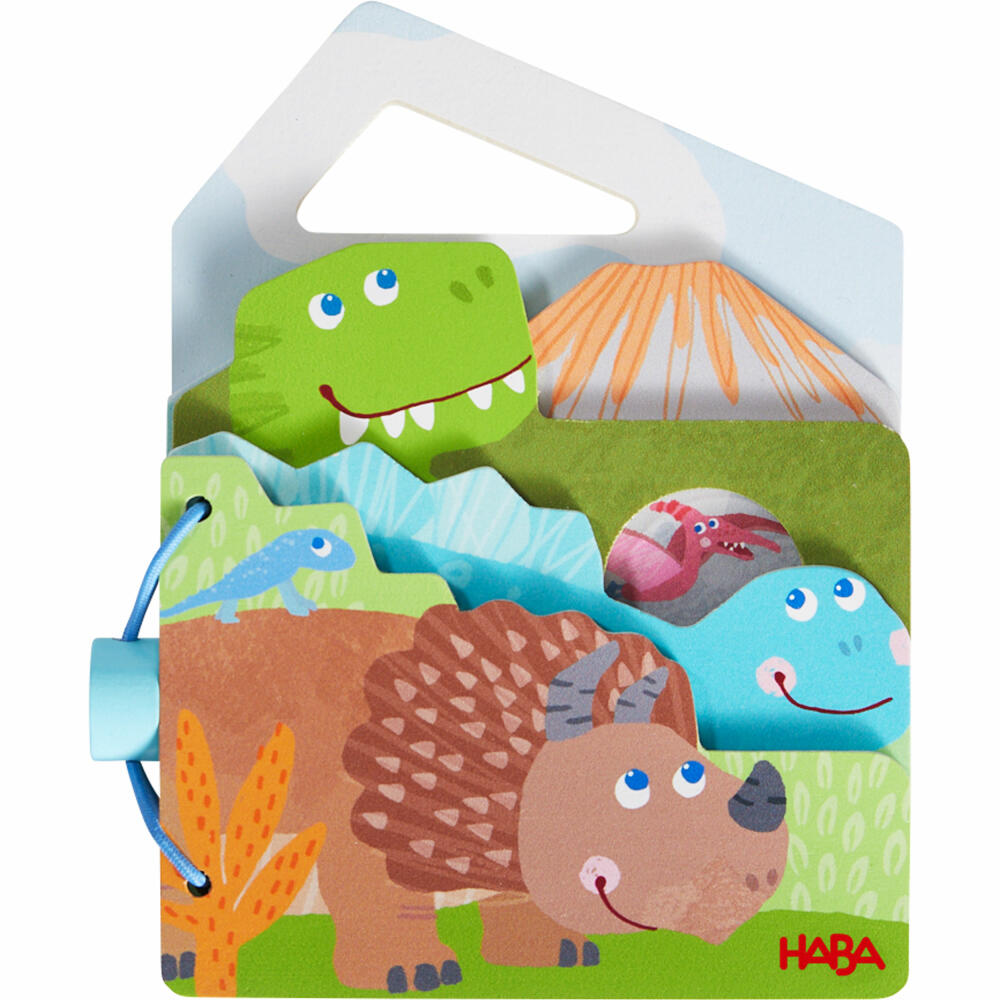 HABA Holz-Babybuch Dinos, Bilderbuch, Babybuch, Spielzeug, ab 10 Monaten, Holz, 1306789001