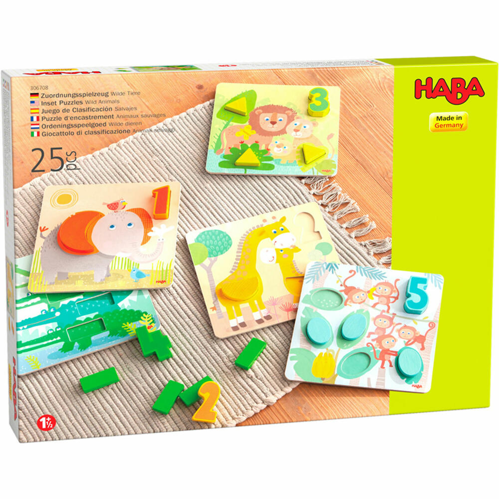 HABA Matching Toy Wild Animals, Matching Game, Laying Game, Puzzle, from 18 months, 1306708001
