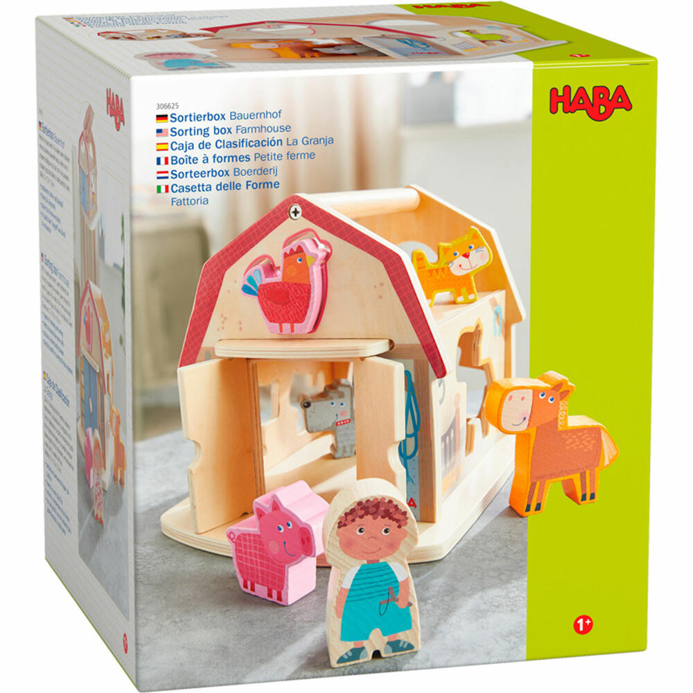 HABA Sorting Box Farm, Sorting Animal Game, Motor Skills, Toy, from 12 Months, 1306625001
