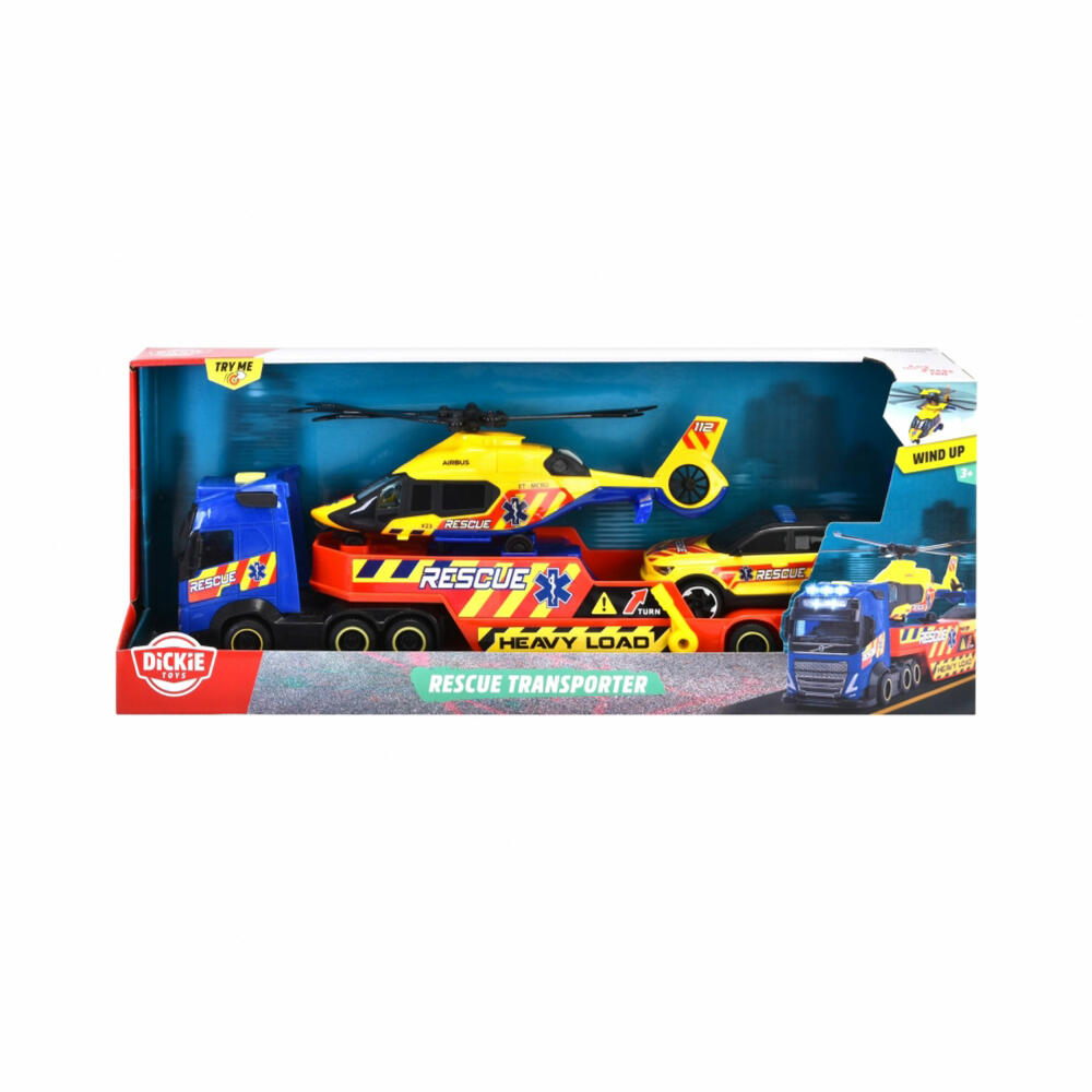 Dickie Toys Rescue Transporter, Transporter, Helicopter, Car, Toy, 203717005