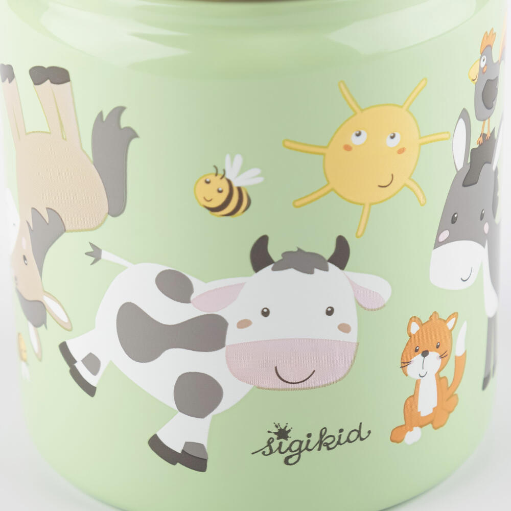 sigikid Trinkflasche Farm, Kindertrinkflasche, Kinder Flasche, Wasserflasche, Edelstahl / Kunststoff, 400 ml, 25321
