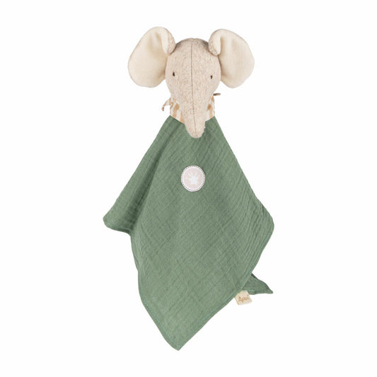 sigikid muslin cloth elephant Tiny Tissues, comfort blanket, snuffle cloth, grasping toy, cotton, green, 39927