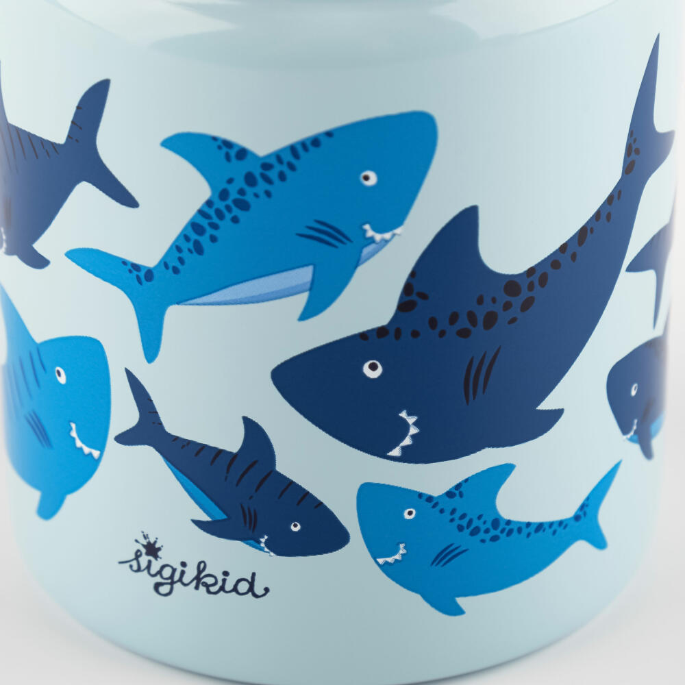 sigikid Trinkflasche Hai, Kindertrinkflasche, Kinder Flasche, Wasserflasche, Edelstahl / Kunststoff, 400 ml, 25317