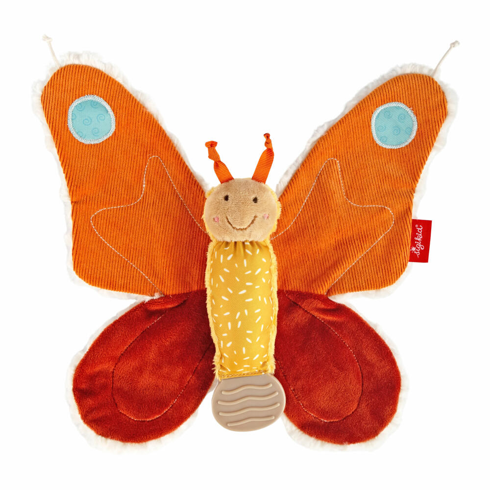 sigikid PlayQ Aktiv Schmetterling, Greifling, Greifspielzeug, Knisterfolie, Polyester, Orange, 43333