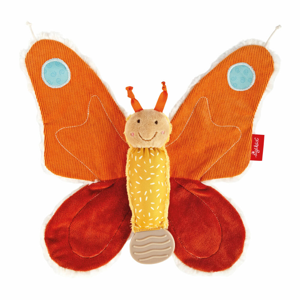 sigikid PlayQ Aktiv Schmetterling, Greifling, Greifspielzeug, Knisterfolie, Polyester, Orange, 43333