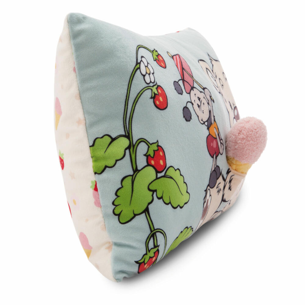 NICI Green Klassik Bär Kissen Bär Bendix mit 2D Eis, Kopfkissen, Kuschelkissen, Dekokissen, 43 x 25 cm, 49448