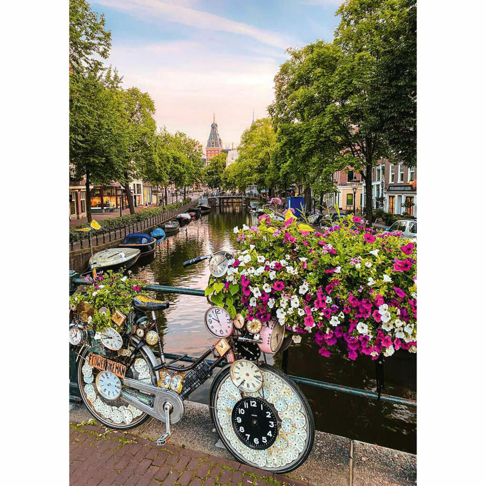 Ravensburger Puzzle Fahrrad und Blumen in Amsterdam, Erwachsenenpuzzle, 1000 Teile, 12000780