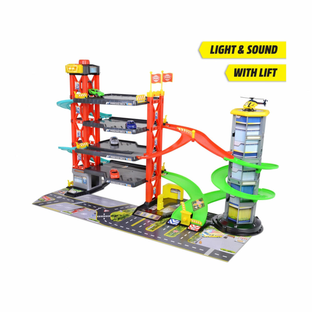 Dickie Toys Parkgarage, 4-stöckiges Parkhaus, Park Garage, Spielzeug, mit Aufzug, 203339000