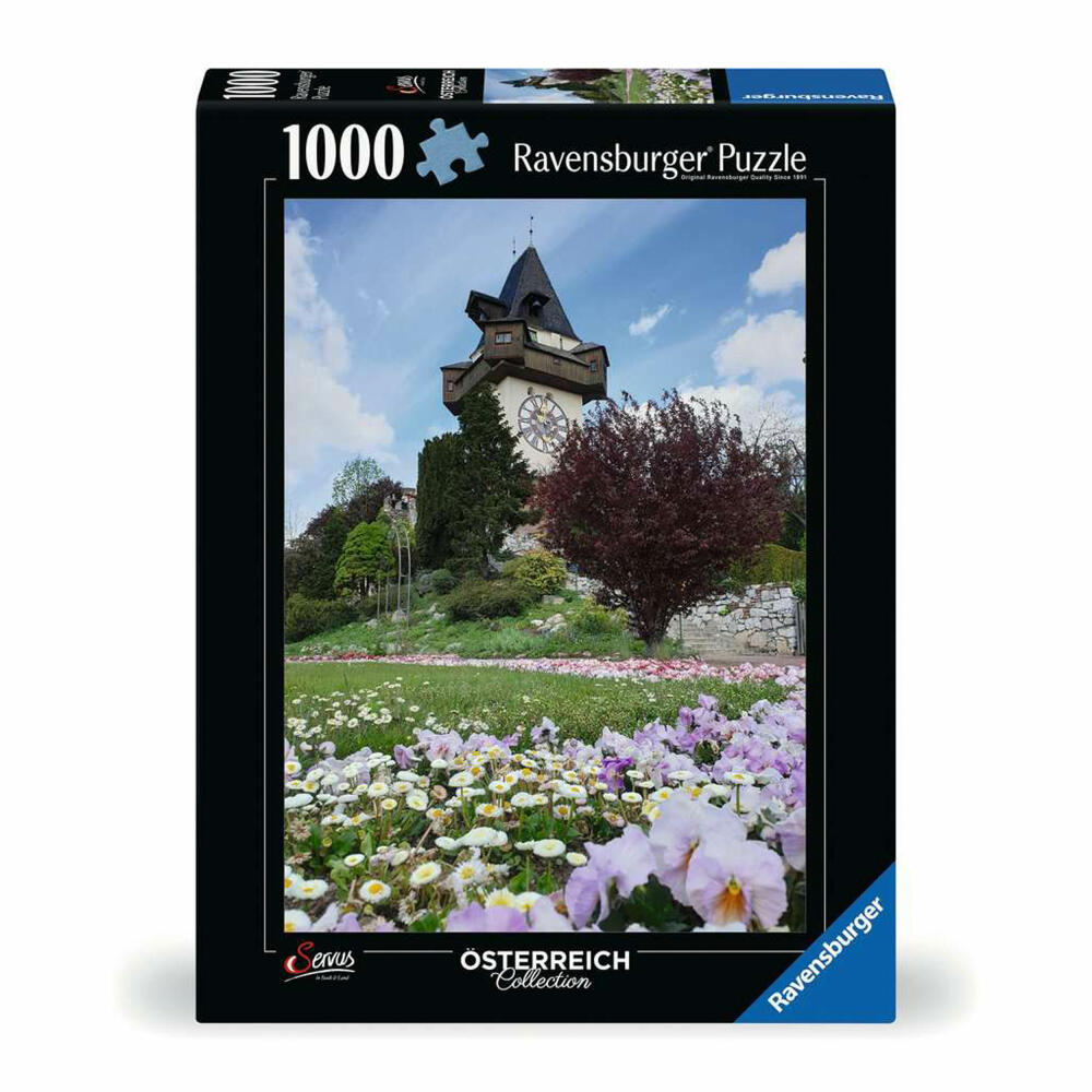Ravensburger Puzzle Uhrturm in Graz, Erwachsenenpuzzle, 1000 Teile, 12000611