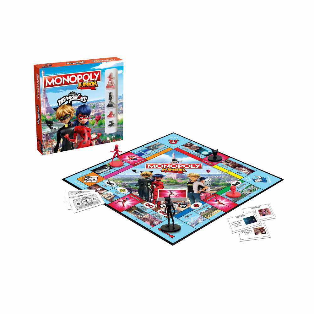 Winning Moves Monopoly Junior Miraculous Lady Bug, Board Game, Parlor Game, Children's Game, 45601