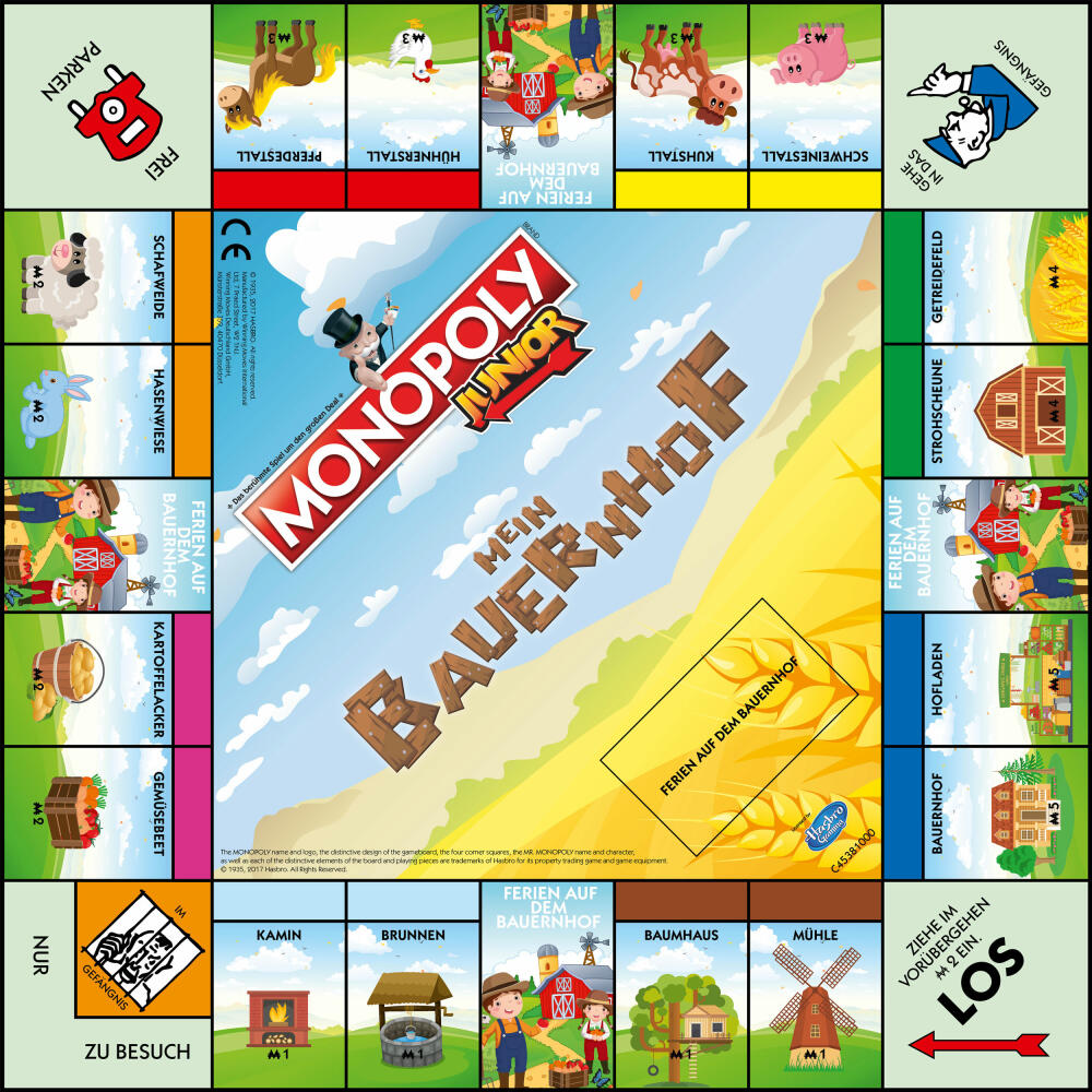 Winning Moves Monopoly Junior My Farm, Board Game, Parlor Game, Children's Game, 44819