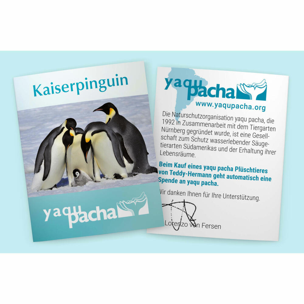 Teddy Hermann Pinguin, Kuscheltier, Stofftier, Plüschtier, Meerestier, Kaiserpinguin, Plüsch, Schwarz Weiß, 30 cm, 90032