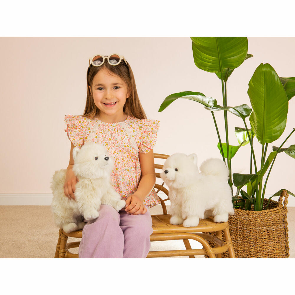 Teddy Hermann Pomeranian standing, soft toy, dog, plush, white, 35 cm, 919810