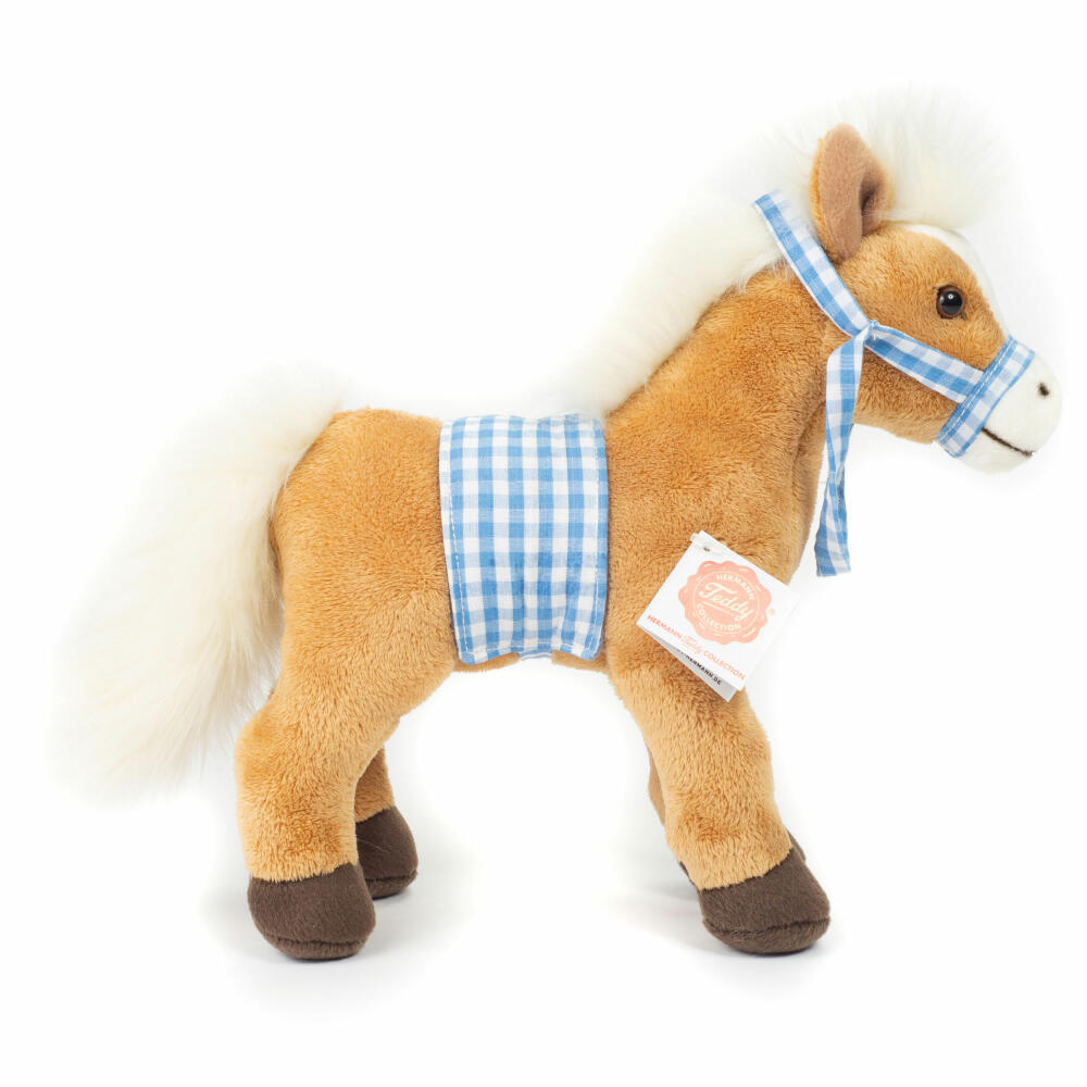 Teddy Hermann Pferd stehend mit Sattel, Kuscheltier, Stofftier, Plüschtier, Bauernhoftier, Plüsch, Braun, 23 cm, 902614