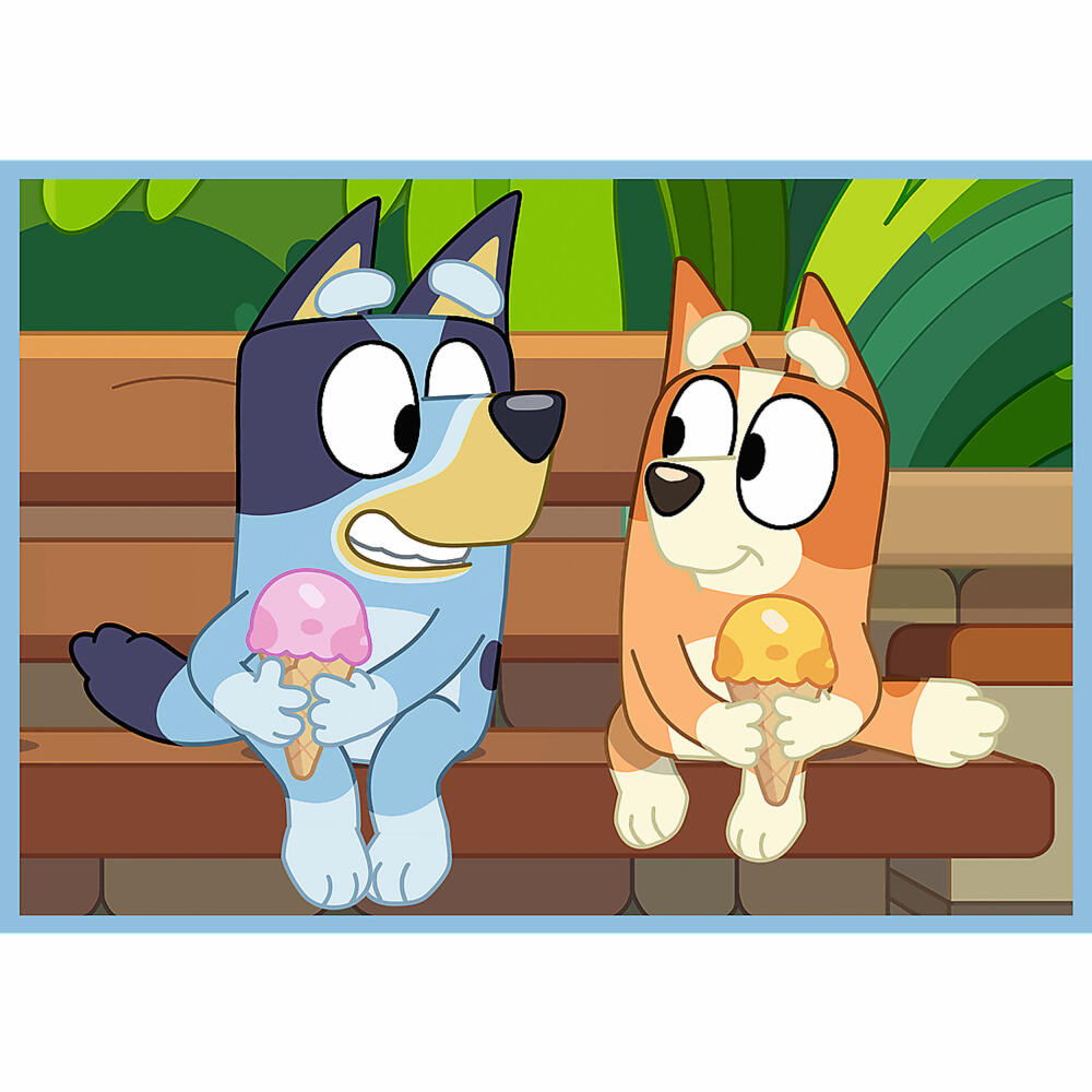 Trefl 4 in 1 Puzzle - Bluey, 12 + 15 + 20 + 24 Teile, 28.5 x 20.5 cm, 34637
