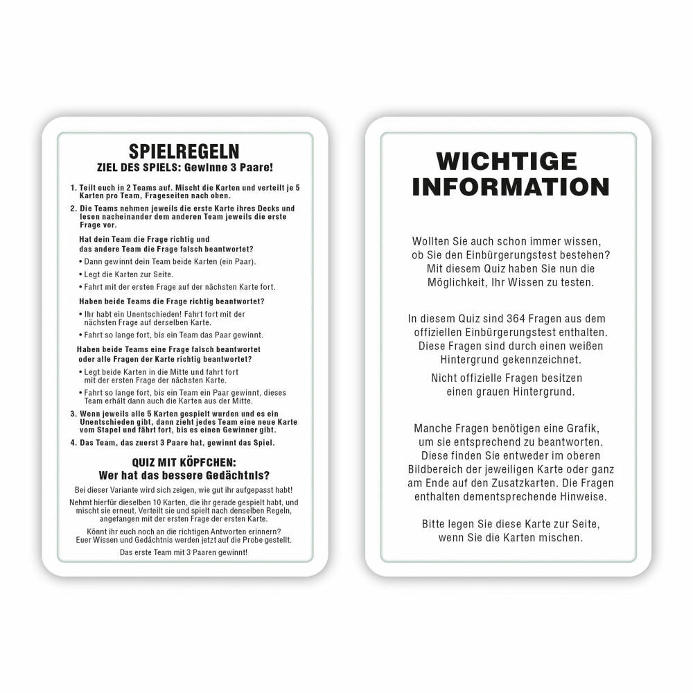 Winning Moves Quiz - Deutschland Quiz, Quizspiel, Wissensspiel, Familienspiel, ab 6 Jahren, WM04281-GER-6