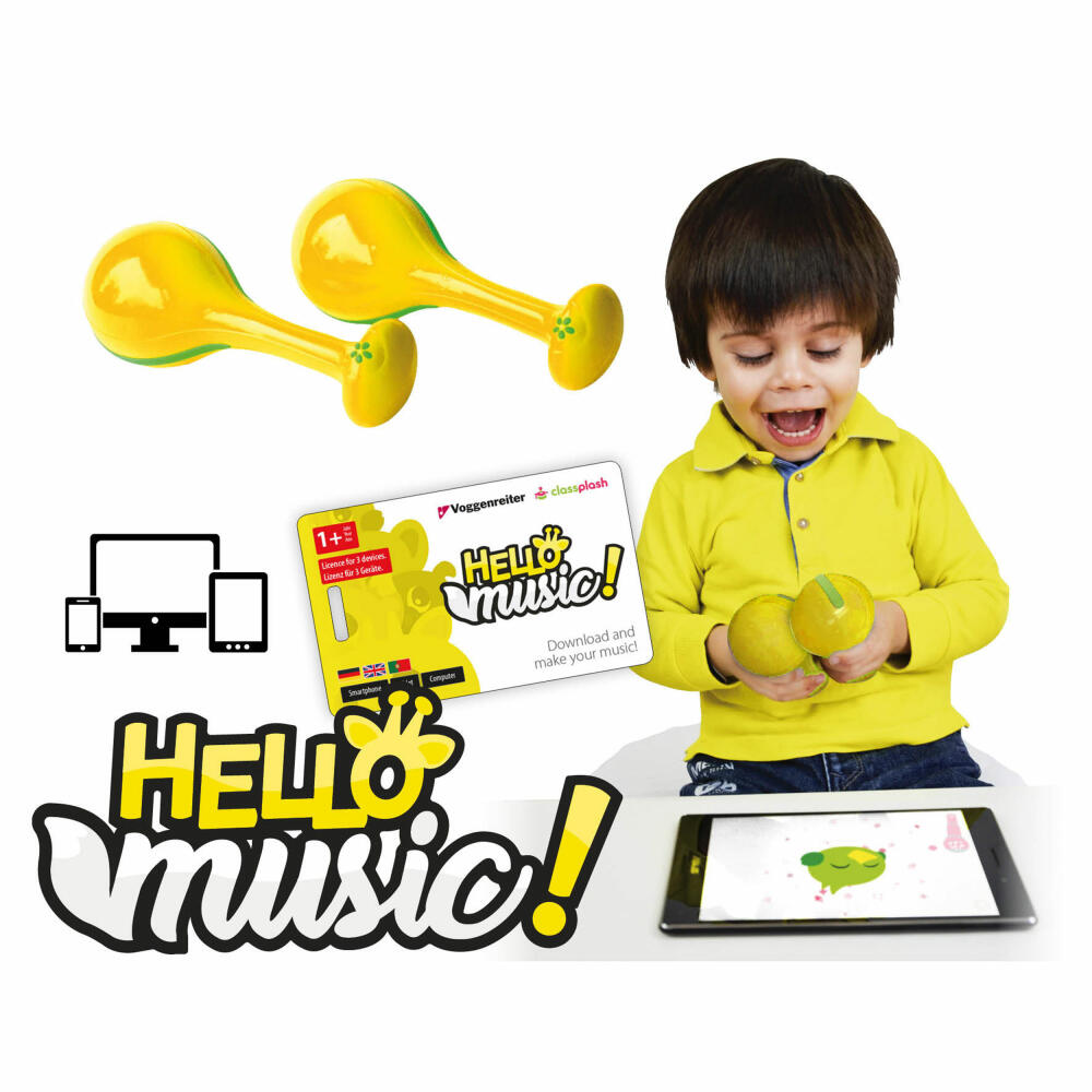 Voggenreiter Hello Music Maracas Set, 3-piece, rattle, hand rattle, musical toy, with app, 1151
