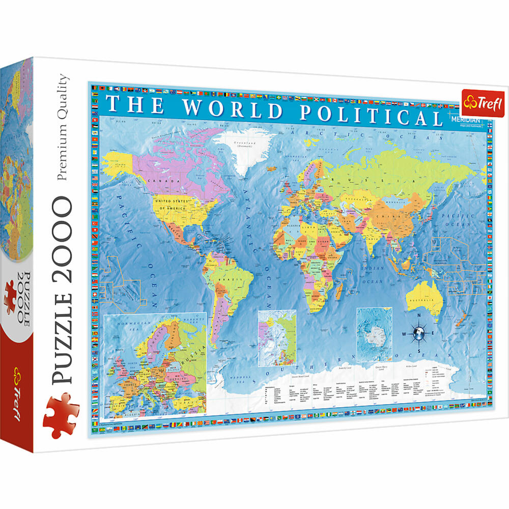 Trefl Puzzle Political World Map, 2000 pieces, 96.1 x 68.2 cm, 27099