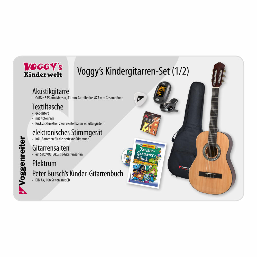 Voggenreiter Kindergitarren-Set, 7-tlg., Gitarre 1/2, Volt Gitarrenständer GS-100, Kinder Akustikgitarre