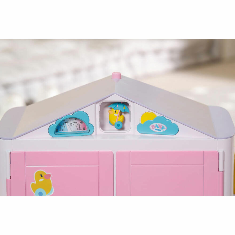 Zapf Creation BABY born Schrank mit Wetterente, Puppenschrank, Kleiderschrank, Puppe, Zubehör, 827987
