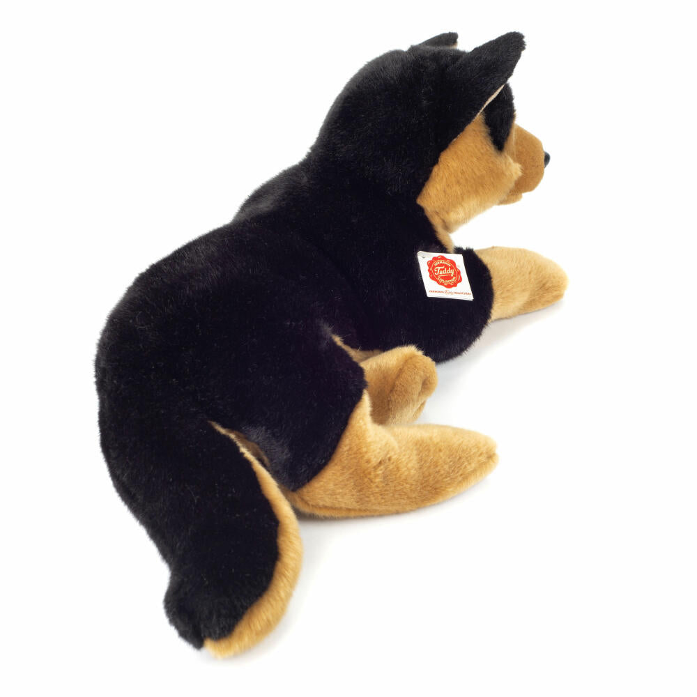 Teddy Hermann Schäferhund liegend, Kuscheltier, Stofftier, Plüschtier, Hund, Plüsch, Schwarz / Braun, 45 cm, 919643